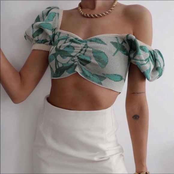 NWT leaf Zara cropped knit top - Picture 8 of 16